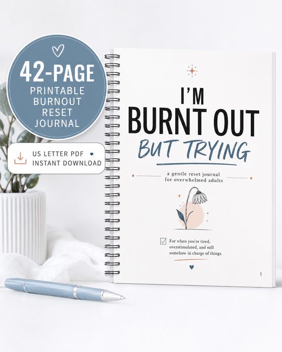 Burnout Journal Printable, Self Care Workbook, Life Reset Planner, Mental Health Journal, Anxiety Journal PDF, ADHD Planner, Adult Journal