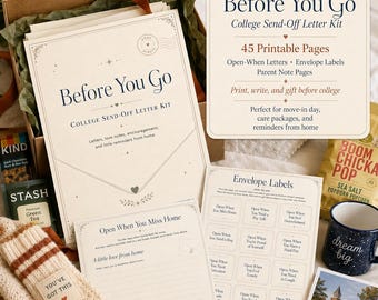 Open When Letters for College Students Printable, College Care Package Gift, Going Away to College Gift, Envelope Labels, Parent Letter Kit