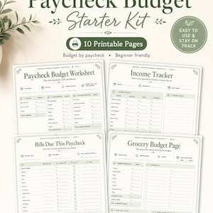 Biweekly Paycheck Budget Planner Printable, Beginner Budget Worksheet, Budget by Paycheck Template, Bills Tracker, Savings & Debt Planner