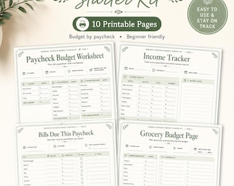 Biweekly Paycheck Budget Planner Printable, Beginner Budget Worksheet, Budget by Paycheck Template, Bills Tracker, Savings & Debt Planner