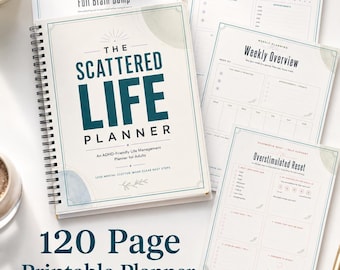 ADHD Friendly Printable Planner, 120 Page Life Management Planner, Executive Function Planner, Brain Dump Workbook, Daily Weekly Planner PDF