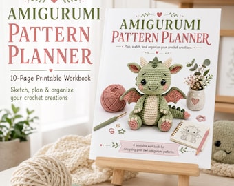 Crochet Amigurumi Pattern Planner Printable, Crochet Design Workbook, Character Sketch Pages, Yarn Planner, Round by Round Pattern Notes PDF