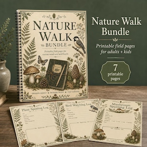 Nature Walk Field Notes Printable Bundle, Homeschool Nature Study Pages, Mushroom Plant Bird Watching Logs, Outdoor Scavenger Hunt