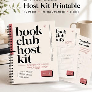 Book Club Host Kit Printable, Book Club Planner, Reading Group Discussion Questions, Book Club Meeting Planner, Book Rating Sheets PDF