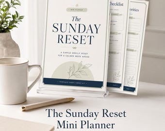 Sunday Reset Planner Printable, Weekly Reset Checklist, Meal Planner, Brain Dump, Home Reset & Weekly Priorities, Instant Download PDF