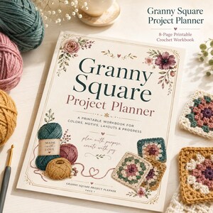 Crochet Project Journal, Granny Square Project Planner Printable, Crochet Blanket Layout Grid, Color Palette & Motif Tracker PDF