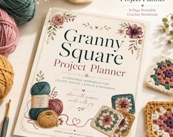 Crochet Project Journal, Granny Square Project Planner Printable, Crochet Blanket Layout Grid, Color Palette & Motif Tracker PDF