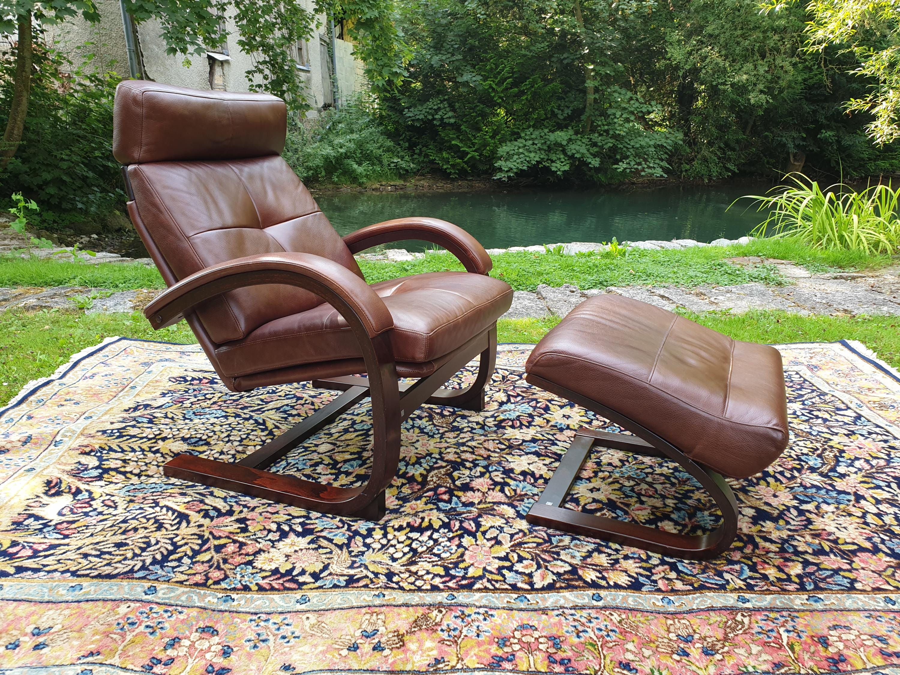 Fauteuil vintage suédois en cuir signé Nelo | Selency