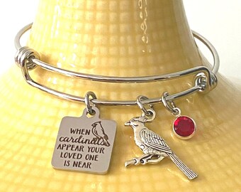 Red Cardinal Bracelet For Women, When Cardinals Appear Your Loved One Is Near, Memorial Charm Bracelet, Cardinal Gifts