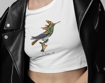 Hummingbird Baby Tee Vintage Crop Top Nature Lover Gift for Her Graphic Art T-shirt Cool Girl Style Y2K Aesthetic Fashion Retro Streetwear