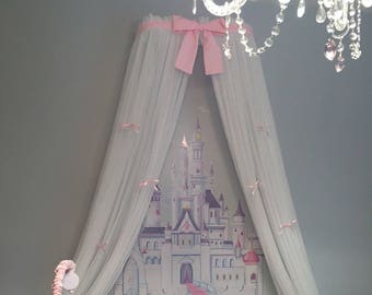 Crib Canopy Princess Bed Crown Nursery BaBy Light Pink Petite Bows FrEe WHITE sheer curtain INCLUDED Custom designed So Zoey Boutique SALE