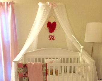 Princess Bed canopy CrOwN with FrEe White Sheer curtain Light pink Bow teester cornice coronet Crib Nursery custom So Zoey Boutique SALE