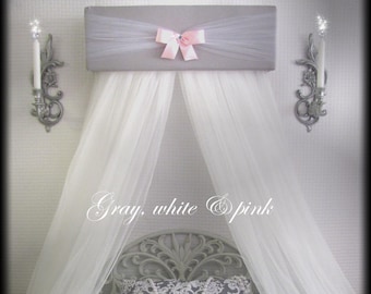 CrOwN Pelmet Upholstered Awning GRAY White PINK Princess Bed Canopy girls bedroom nursery crib FrEe ShiPPinG Custom So Zoey Boutique SALE