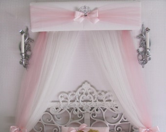 Crib canopy Nursery cornice BED teester FULL Twin Queen White Pink Padded Tiara Crown So Zoey Boutique Sale Princess Bedroom Decor