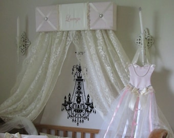 Crib Canopy Bed Crown Teesters Princess Pink Ivory Lace RUFFLES Personalized FREE SaLe Custom made by So Zoey Boutique