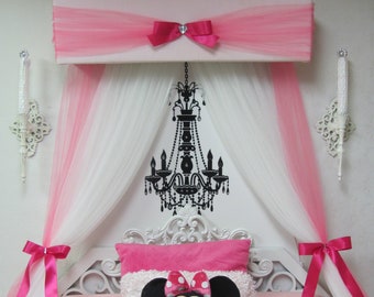 Princess Crib canopy Nursery cornice BED teester FULL Twin Queen 30 White Pink Padded Minnie Mouse Crown So Zoey Boutique Sale Bedroom Decor