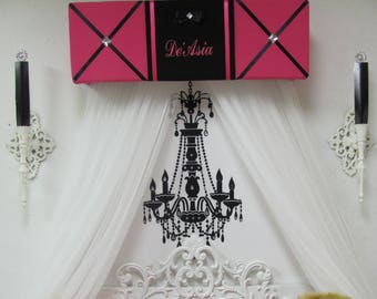 Ballet Princess Ballerina Embroidered Bed Canopy CROWN PiNk Black Personalized Free Monogram So Zoey Boutique Custom Design SaLe