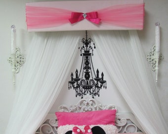 Crib canopy Nursery cornice BED teester FULL Twin Queen White Pink Padded Crown So Zoey Boutique Disney Princess Minnie Bedroom Decor SaLe