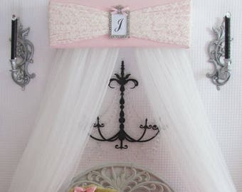 Canopy Bed Crown Princess Light pink Lace CRIB Paris Personalized FREE Boutique Girls Upholstered French Shabby Chic So Zoey Boutique SaLe