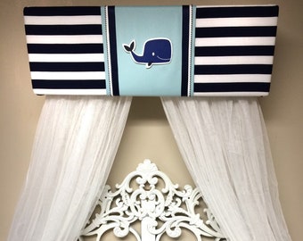 Nautical Ship Whale fish Ocean Sailor Boy Nursery Crib Crown Canopy Prince Padded Bedroom decor So Zoey Boutique Custom SaLe