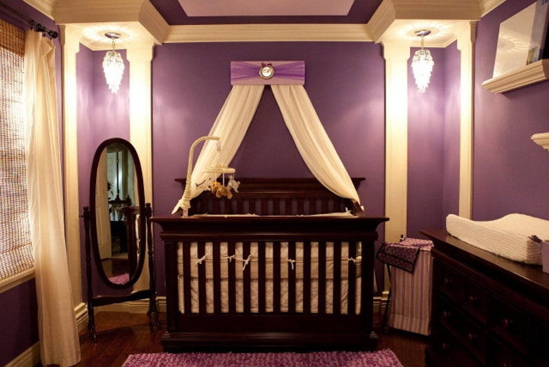 Crib Canopy Nursery Teester Princess Bed Lavender Purple Etsy