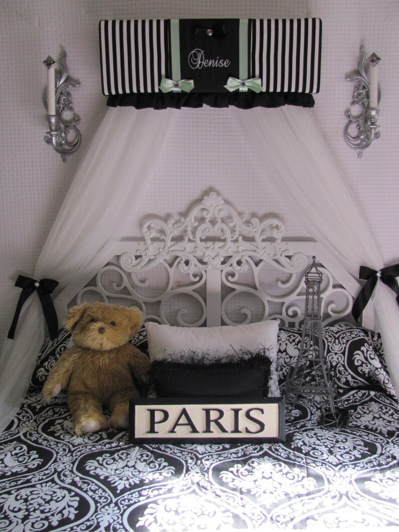 Crib Canopy BED RUFFLES Black Aqua Ruffle Nursery Cornice Etsy