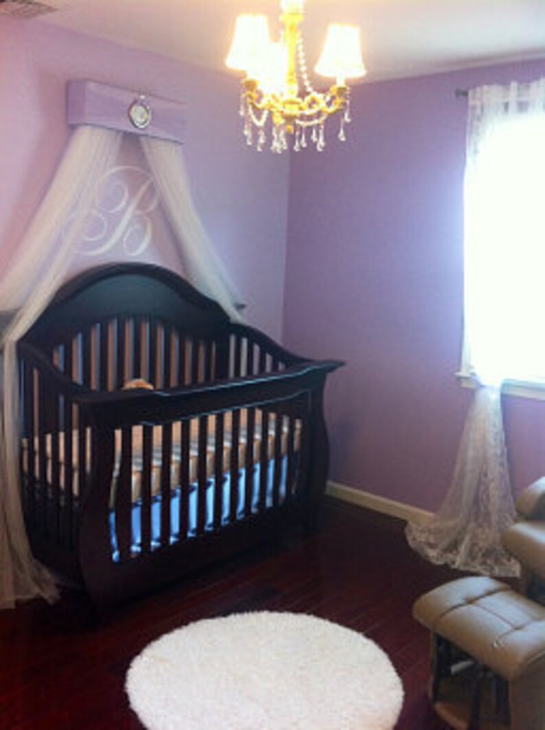 Crib Canopy Nursery Teester Princess Bed Lavender Purple Etsy