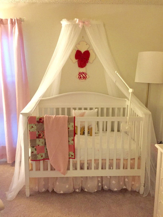 Princess Bed Canopy Crown With Free White Sheer Curtain Bow Etsy