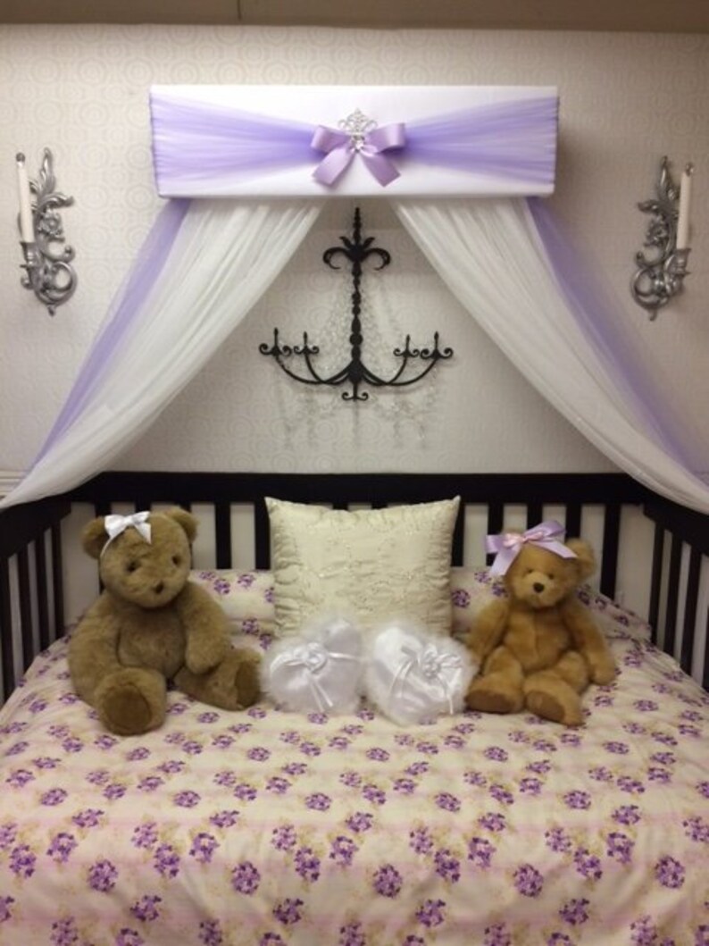 Crib Canopy Nursery Cornice Bed Teester Full Twin Queen Lavender Purple White Tiara Crown So Zoey Boutique Sale Princess Girl Bedroom Decor