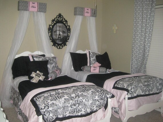 Canopy Bed Curtains Sisters Twins Crown Princess Crib Nursery Etsy