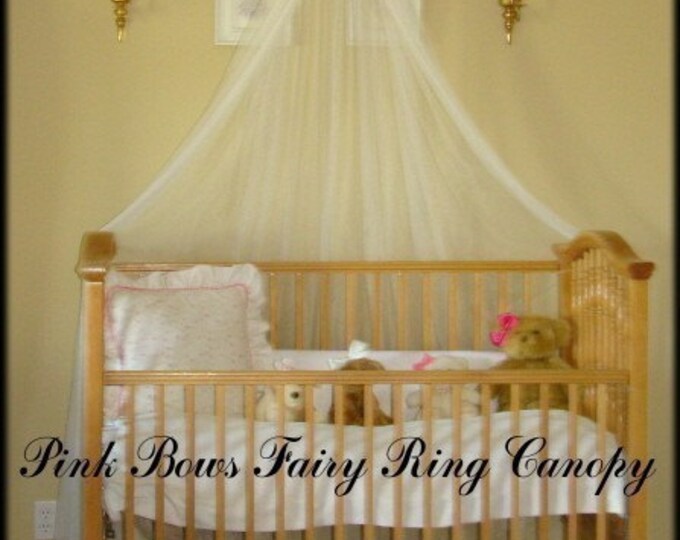 Crib Bed Princess Fairy Canopy Ring With Pink Satin Bows Etsy