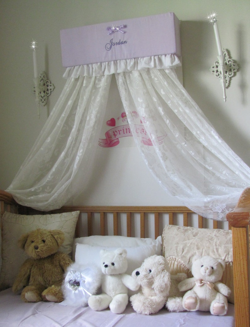 Crib CROWN Bed RUFFLES Nursery Canopy Cornice Lavender Etsy