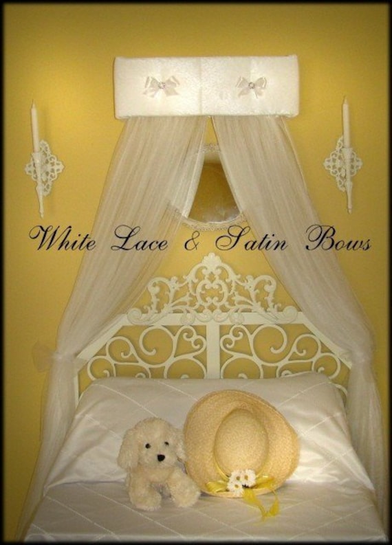 Handmade Lace Bed Canopy: Shabby Chic Upholstered Topper