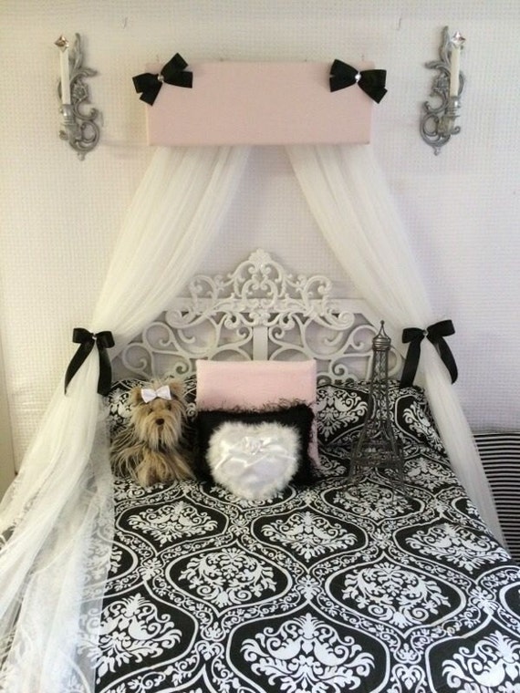 Girls Crib Nursery Baby Bedroom Bed Canopy Pink Black Crown Etsy