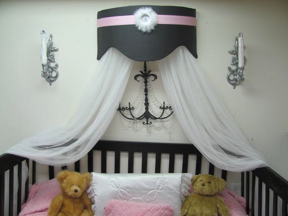 Bed Canopy Crown Cornice Teester Swag Suzette Crib Pink Gray Etsy