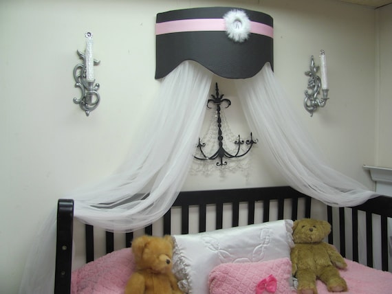 Buy Bed Canopy Crown Cornice Teester Swag Suzette Crib Pink Gray