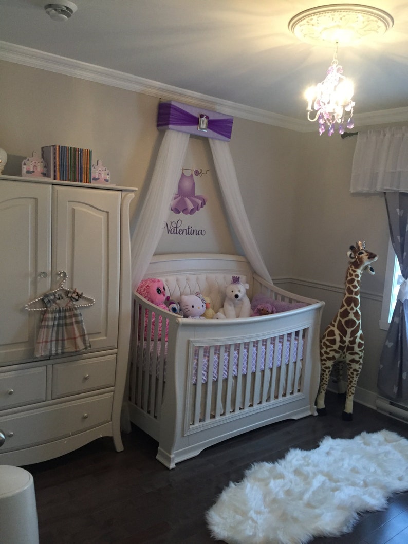 Crib Canopy Nursery Teester Princess Bed Lavender Purple Etsy