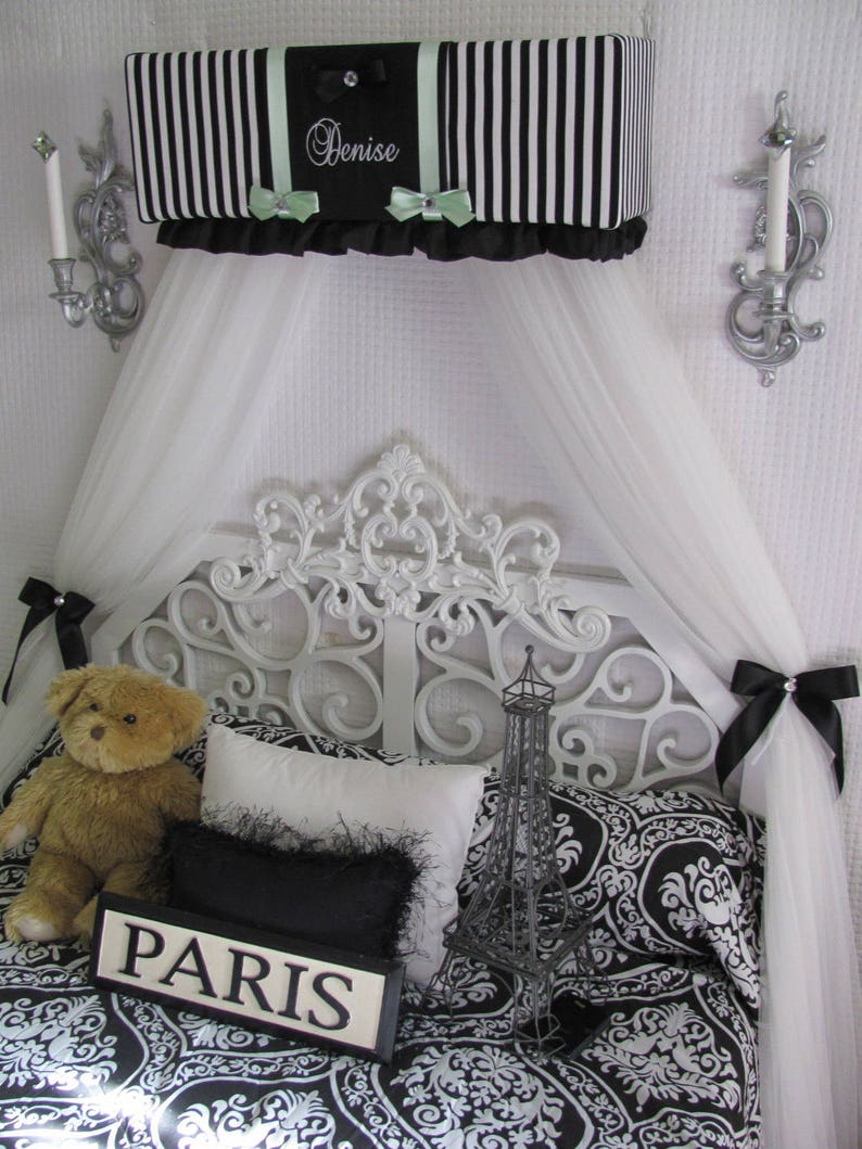 Crib Canopy BED RUFFLES Black Aqua Ruffle Nursery Cornice Etsy