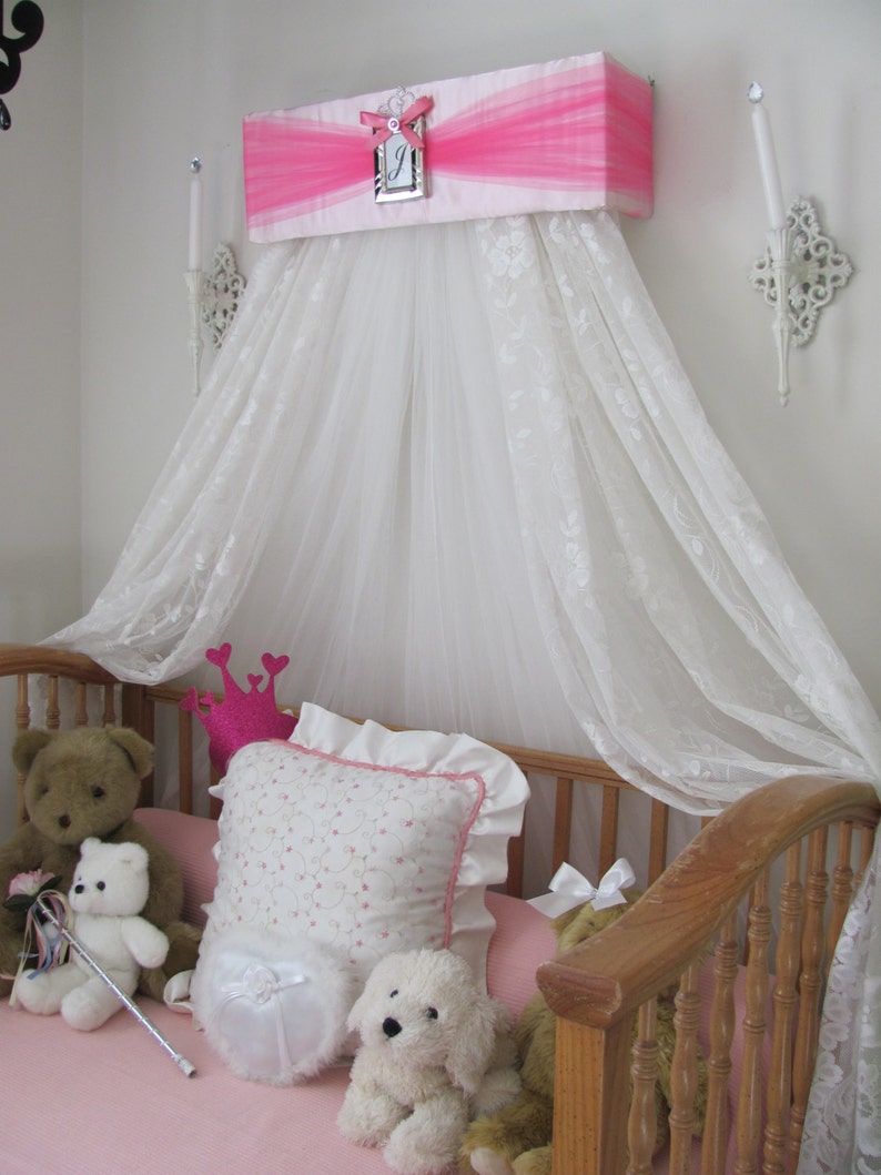 Princess CrOwN Tiara PINKS Crib Bed Canopy silver frame Girls Etsy