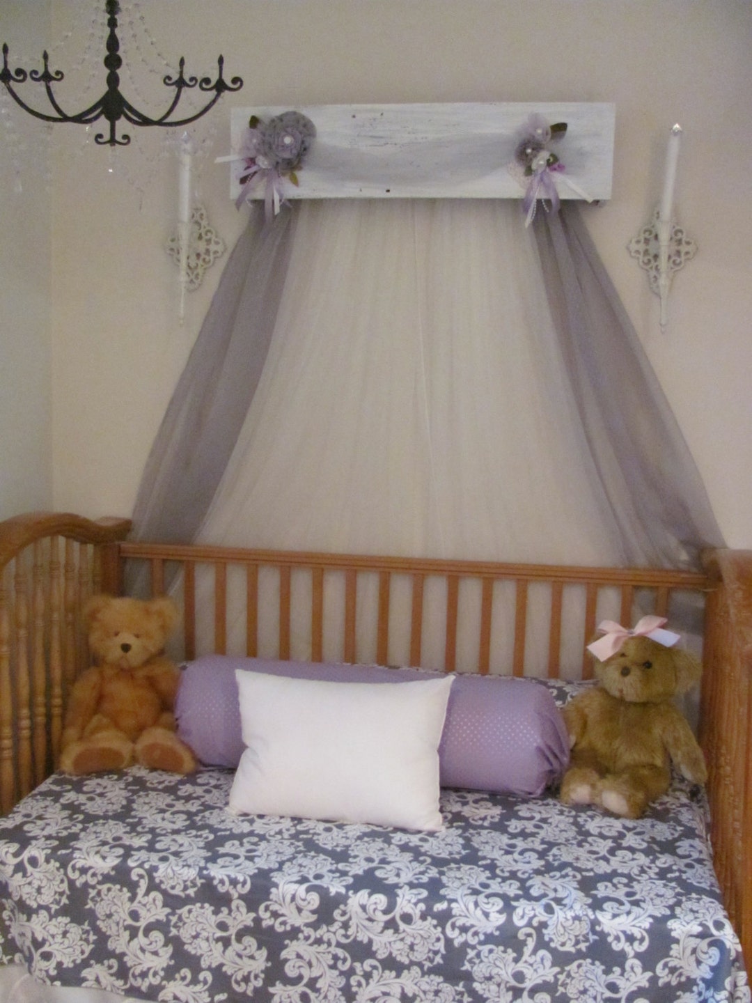 Crib Canopy Rustic Victorian Design Barn Wood Shabby Chic Bed