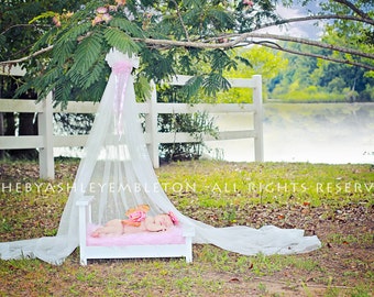 Nursery Crib Crown Canopy Photography PRINCESS PINK Bow PhOtO PrOp Hanging Bed Mosquito Netting SALE