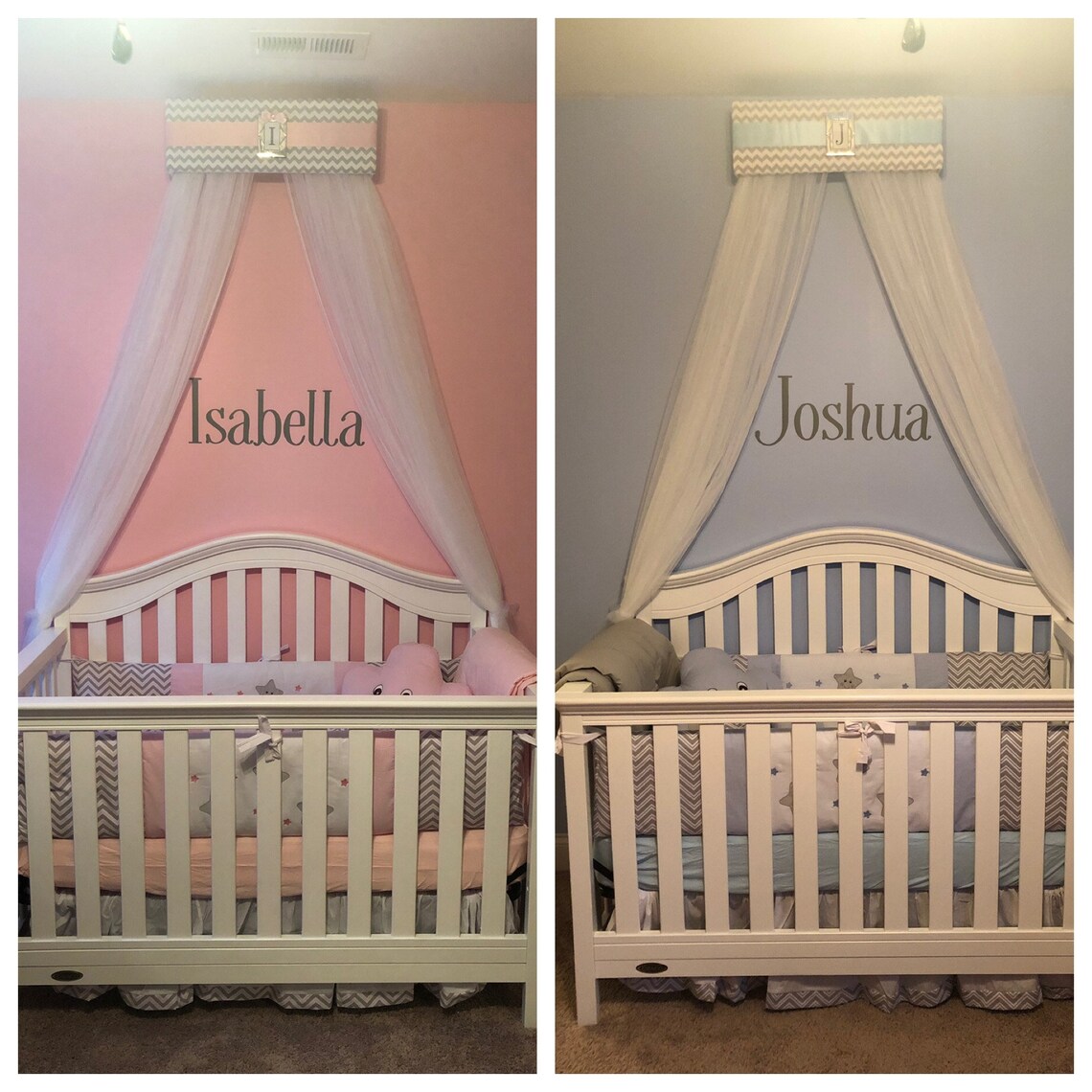 TWINS Crib Canopies Matching Sisters Boy Girl Baby Free Etsy