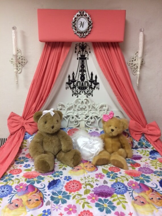 Bed Canopy Girls Curtains Princess Bedroom Crib Bedroom Coral Etsy