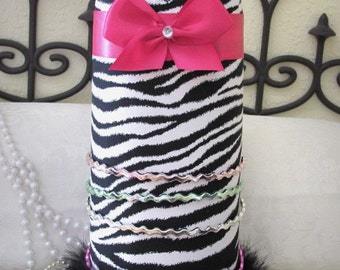 Princess Zebra Black White Hot PiNk Headband Hairbow Jewelry Necklace holder SALE