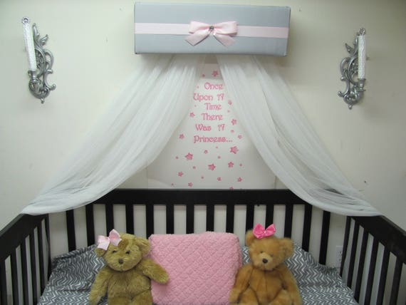 Gray White Pink Princess Bed Canopy Girls Bedroom Nursery Crib Crown Pelmet Upholstered Awning Free Shipping Custom So Zoey Boutique Sale
