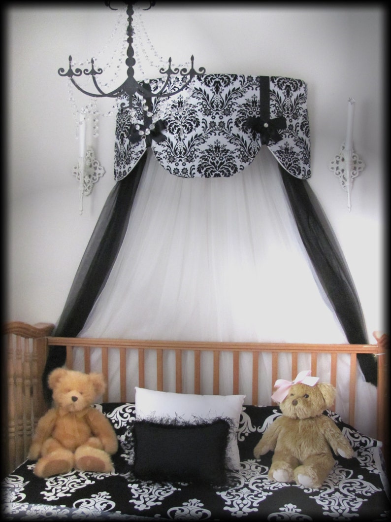 Crib Canopy Nursery Bed Crown Cornice Teester Swag Suzette Etsy