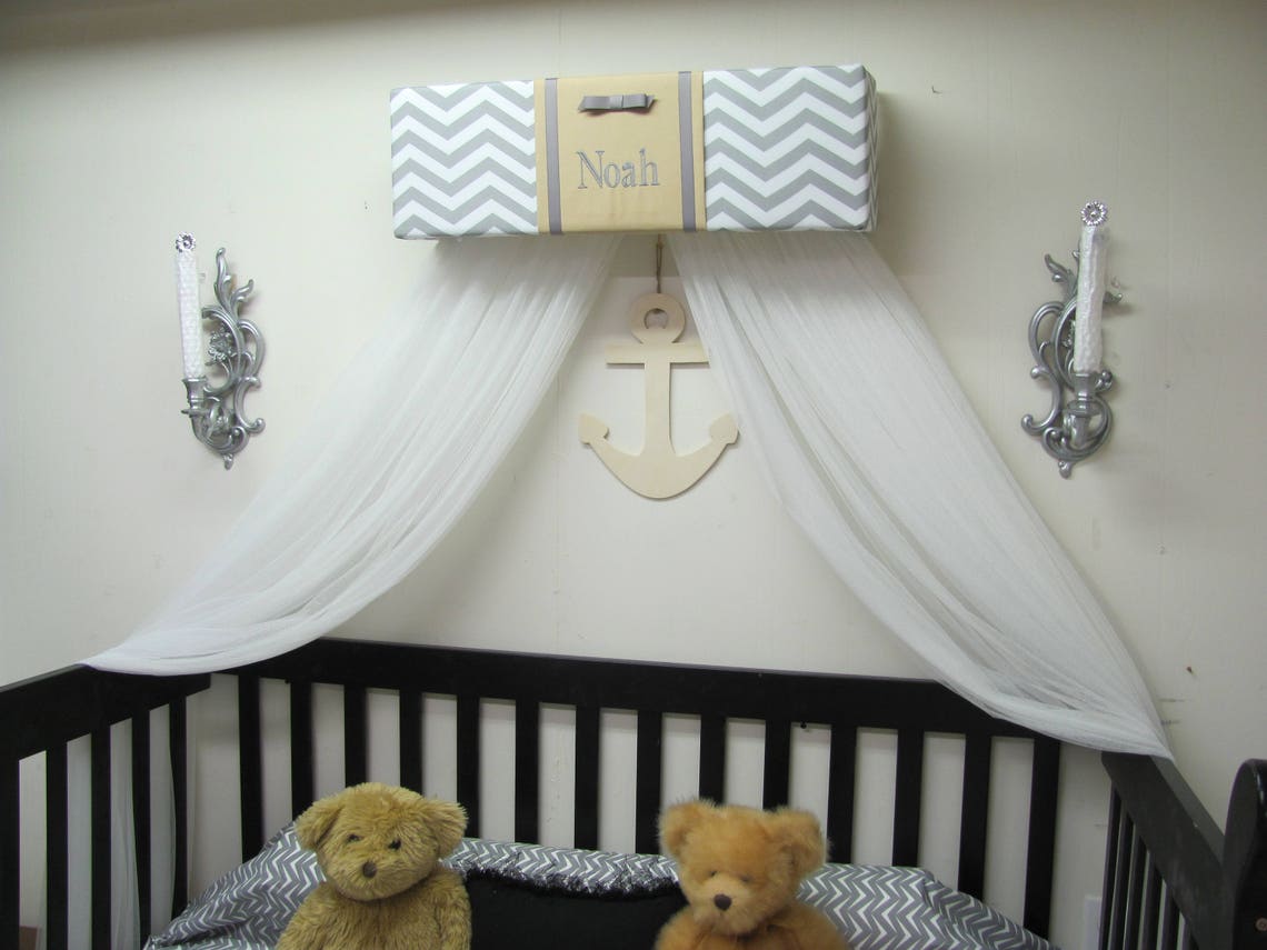 Crib Canopy Boy Crown Prince Gray Grey Tan Padded FREE Etsy Hong Kong
