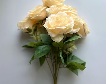 Cream Rose Bouquet: Artificial Wedding Flower Arrangement