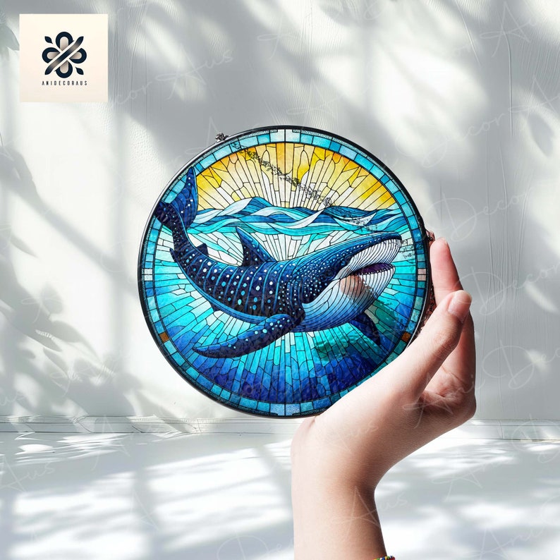 Whale Shark GLASS Suncatcher, Home Decor Sign, Window Hanging, Whale