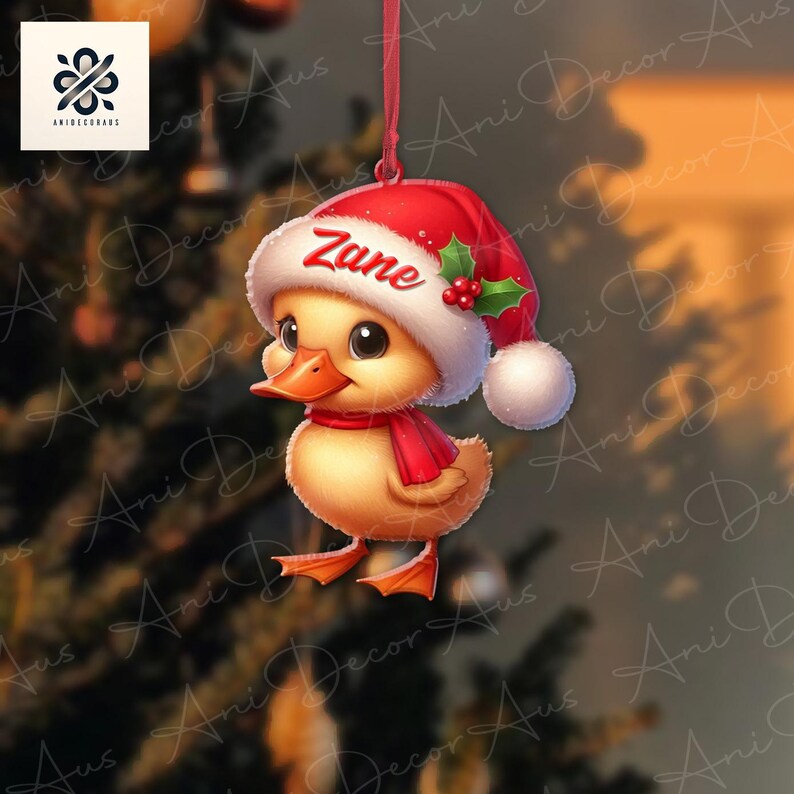 Personalized Duck Baby Christmas FLAT Ornament, Xmas Tree Decoration